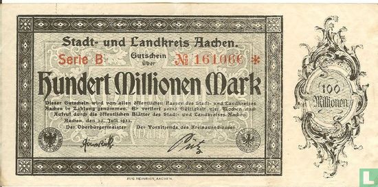 Aachen 100 Miljoen Mark 1923