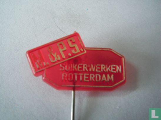 M. & P.S. Suikerwerken Rotterdam [gold on transparant red]
