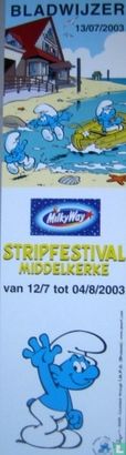 Bladwijzer Smurf stripfestival Middelkerke