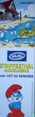 Bladwijzer Grote Smurf stripfestival Middelkerke