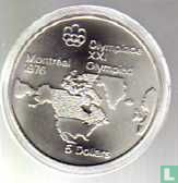 Canada 5 dollars 1973 "XXI Olympics in Montreal - North American map" - Afbeelding 2