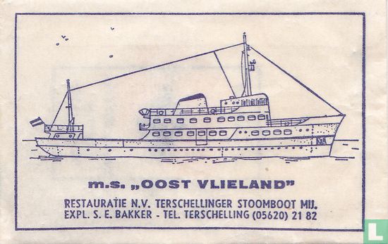 M.S. "Oost Vlieland" N.V. Terschellinger Stoomboot Mij.