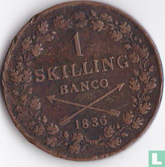 Zweden 1 skilling banco 1836 - Afbeelding 1