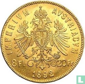 Austria 8 florins / 20 francs 1892 - Image 1
