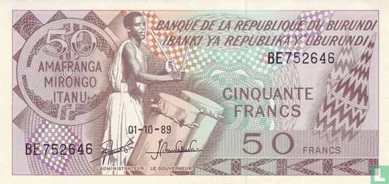 Burundi 50 Francs 1989 - Afbeelding 1