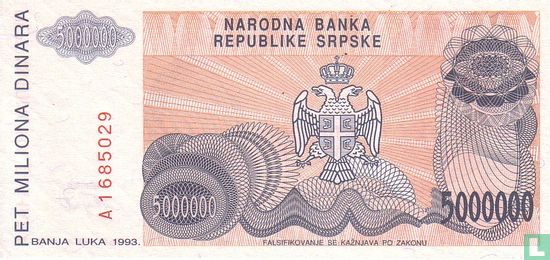 Srpska 5 Miljoen Dinara 1993 - Afbeelding 2