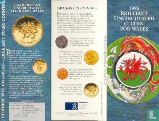 United Kingdom 1 pound 1995 (folder) "Welsh Dragon" - Image 1