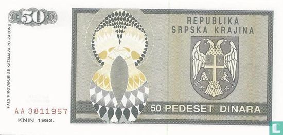 Srpska Krajina 50 Dinara 1992 - Image 2