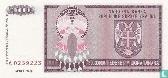 Srpska Krajina 50 Millions Dinara 1993 - Image 2