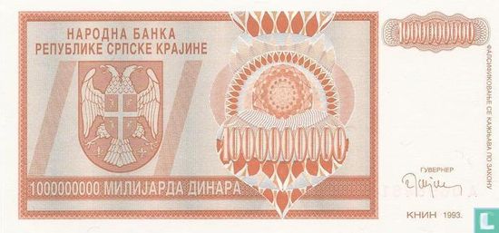 Srpska Krajina  1 Miljard Dinara 1993 - Afbeelding 1