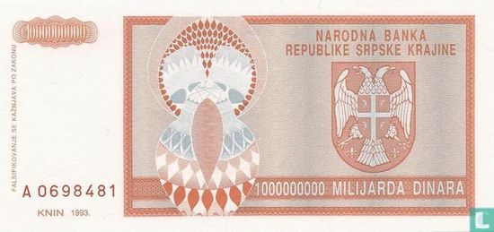Srpska Krajina 1 Milliarde Dinara 1993 - Bild 2