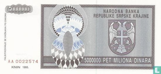 Srpska Krajina 5 Millions Dinara 1993 - Image 2