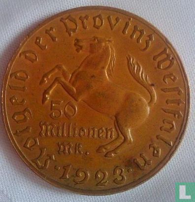 Westphalie 50 millions mark 1923 (bronze - large bord) "Freiherr vom Stein" - Image 1