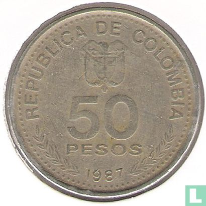 Colombia 50 pesos 1987 "Centenary Colombian constitution and 50th anniversary Constitutional reform" - Image 1