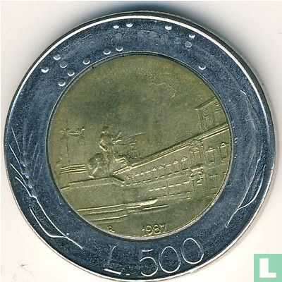 Italië 500 lire 1987 (bimetaal - type 2) - Afbeelding 1
