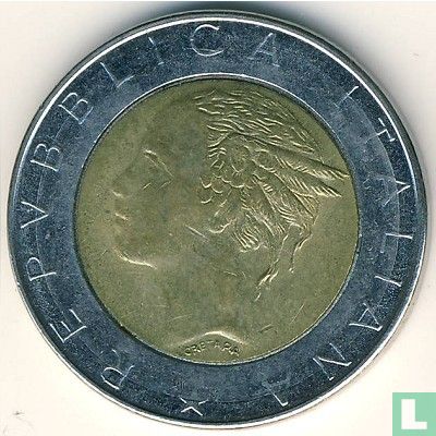 Italië 500 lire 1987 (bimetaal - type 2) - Afbeelding 2