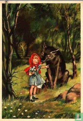 Roodkapje met wolf in bos