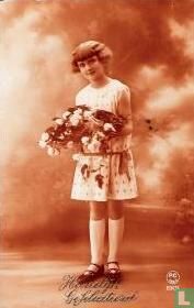 Hartelijk gefeliciteerd, schoonheid met bloemen, 1926