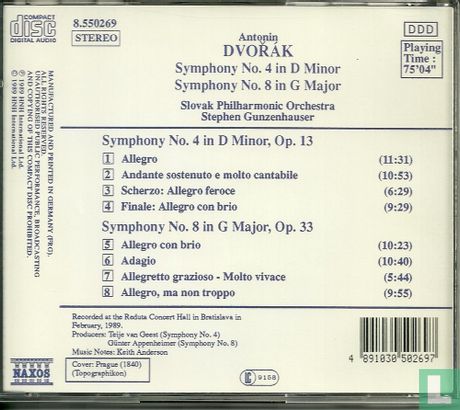 Dvorak, Antonin: Symphony No. 4  -  Symphony No. 8 - Afbeelding 2