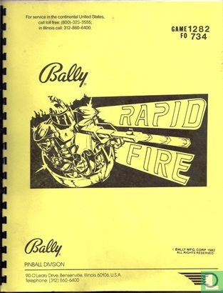 Bally Rapid Fire 1282 Manual FO-734 - Afbeelding 1