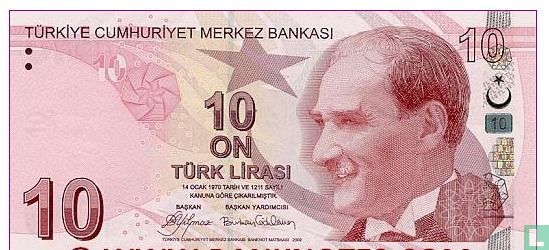 Turkey 10 Lira ND (2009/L1970) - Image 1