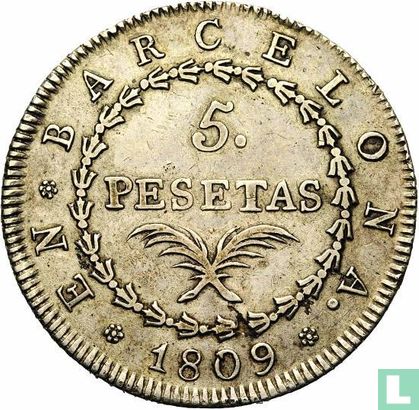 Barcelona 5 pesetas 1809 - Afbeelding 1