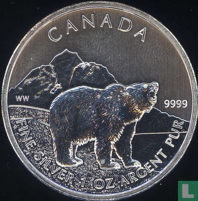 Canada 5 dollars 2011 (colourless) "Grizzly bear" - Image 2
