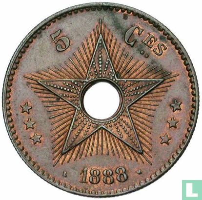 État indépendant du Congo 5 centimes 1888 - Image 1
