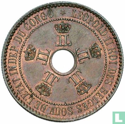 État indépendant du Congo 5 centimes 1888 - Image 2