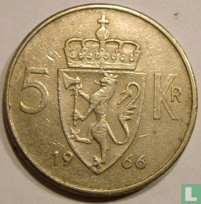 Noorwegen 5 kroner 1966 - Afbeelding 1