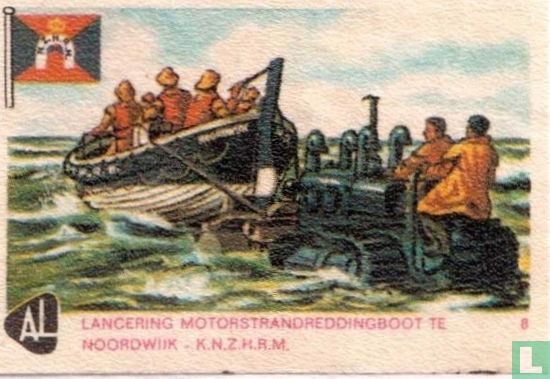Lancering  Motorstrandreddingsboot te Noordwijk