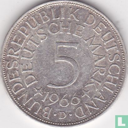 Allemagne 5 mark 1966 (D) - Image 1