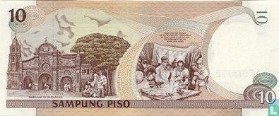 Philippines 10 Piso (Ramos & Singson black serial #) - Image 2