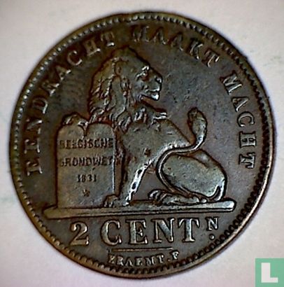 Belgique 2 centimes 1909 (NLD) - Image 2