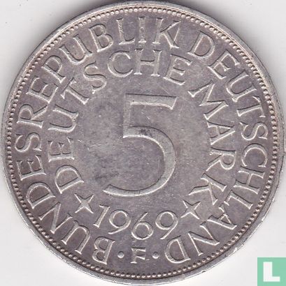 Duitsland 5 mark 1969 (F) - Afbeelding 1