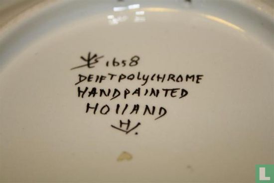 Delftpocychrone handpainted bord made holland nr 1658  - Afbeelding 2