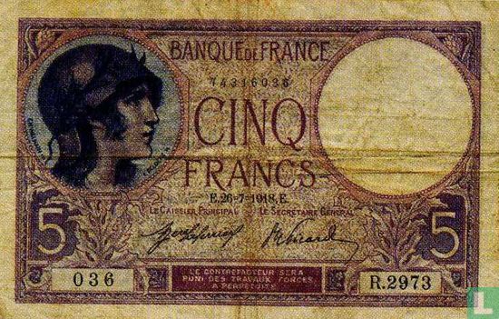 France Francs 5 1917-1933. - Image 1