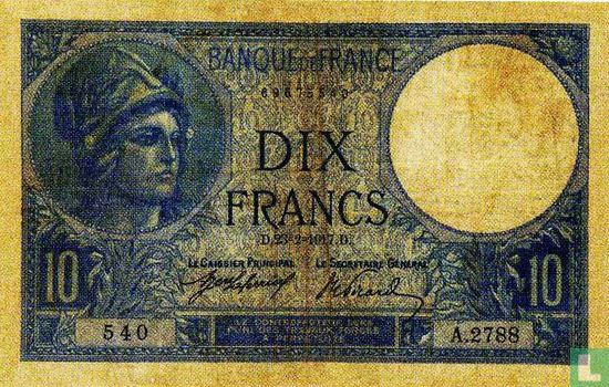 France 10 Francs (Minerve) type 1915 - Image 1