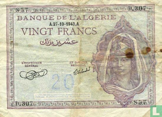 Tunesien 20 Franken 1943 - Bild 1