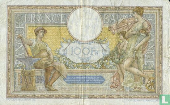 France 100 Francs (Luc Olivier Merson)type 1906  - Image 2