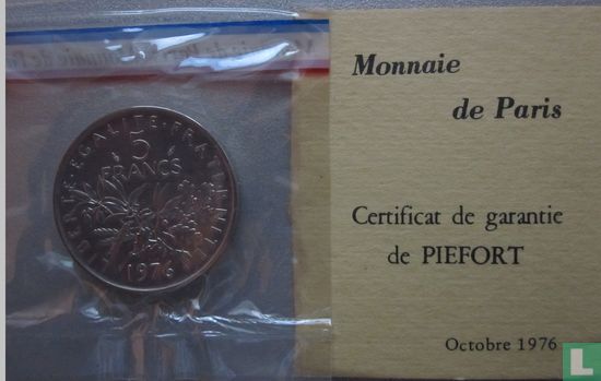 Frankrijk 5 francs 1976 (Piedfort - nikkel) - Afbeelding 1