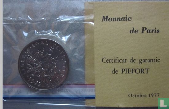 France 5 francs 1977 (Piedfort - nickelé) - Image 1