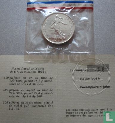 France 5 francs 1979 (Piedfort - nickelé) - Image 2