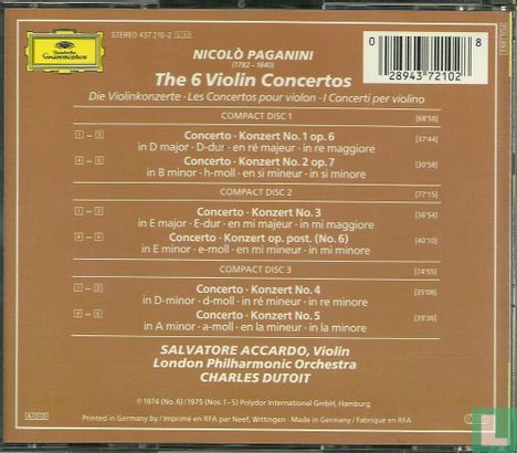 Nicolo Paganini - The 6 violin concertos - Afbeelding 2