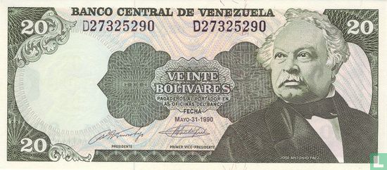 Venezuela 20 Bolívares 1990 - Image 1
