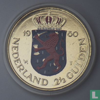 Nederland 2½ gulden 1980 "dubbelkop" (Verguld) - Bild 1