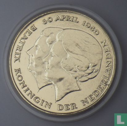 Nederland 2½ gulden 1980 "dubbelkop" (Verguld) - Afbeelding 2