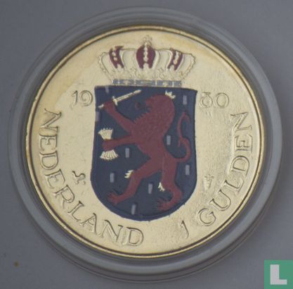 Nederland 1 gulden 1980 "dubbelkop" (verguld) - Image 1