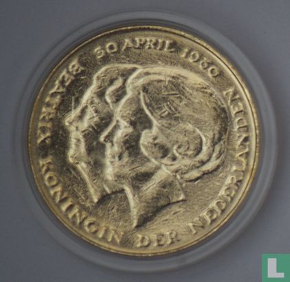 Nederland 1 gulden 1980 "dubbelkop" (verguld) - Image 2