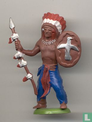 Indian Chief with spear and shield - Afbeelding 1